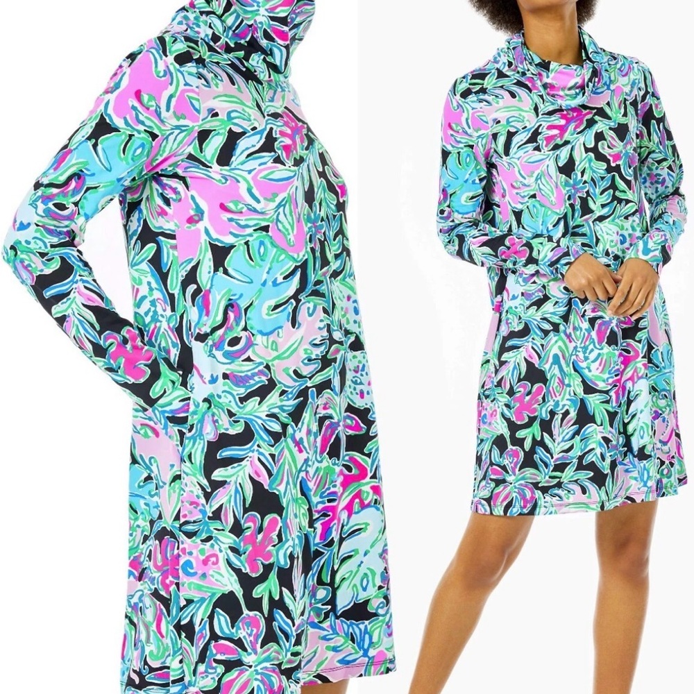Lilly Pulitzer Lilshield UPF 50 Meryl Chillylilly Onyx Lets Go Wild XL Dress